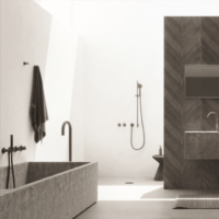 Een badkamer in een moderne stijl